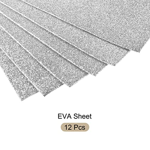 Hojas de espuma EVA con purpurina plateada de 2 mm para manualidades, 12 unidades de 11x8 pulgadas 6