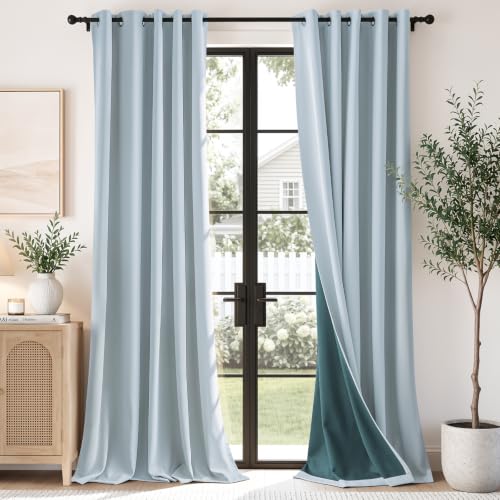 Image of TOPICK Super Soft 100% Blackout Curtains, High-density, W66xL90, Light Blue