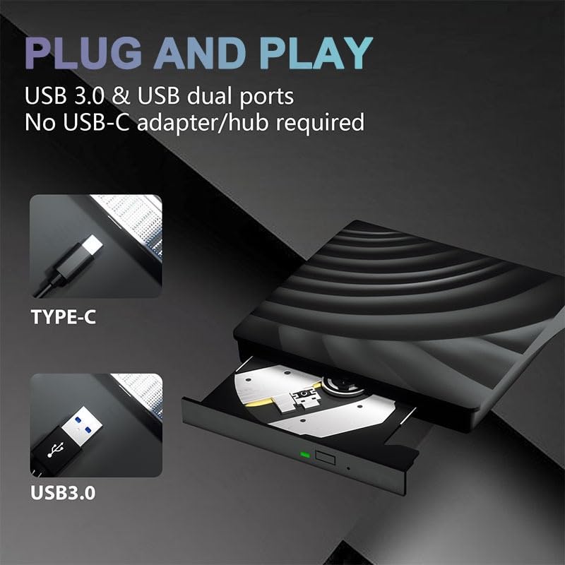 Lettore DVD Portatile, Unità ottica Blu-Ray esterna USB 3.0 Lettore combinato 3D portatile Masterizzatore CD DVD
