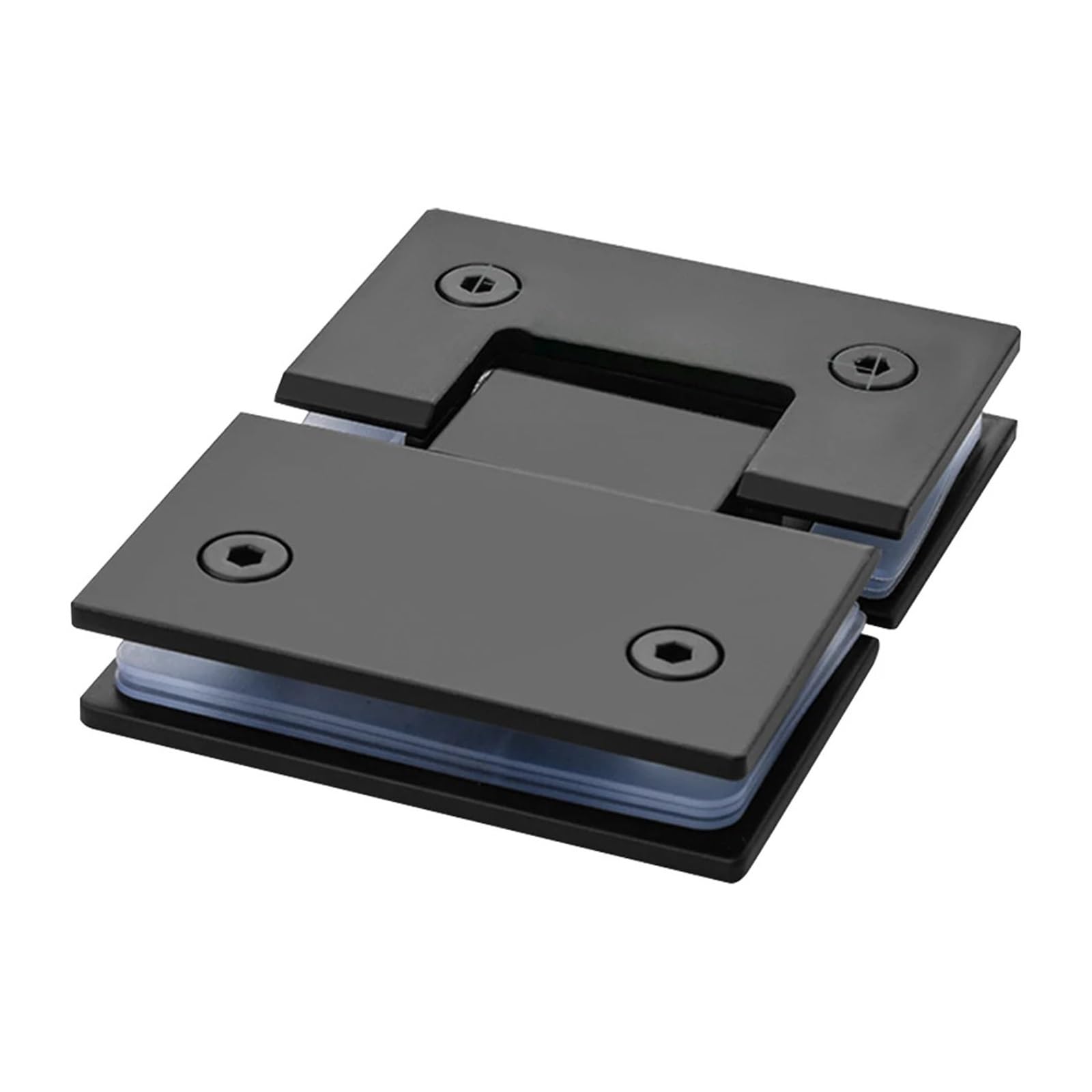 Padgcnor Black Bathroom Glass Door Hinges 180 Degrees Showcase Clip Stainless Steel Heavy Duty Glass Bracket Clamp Shower Door Hinge Furniture Replacement Parts(Black)