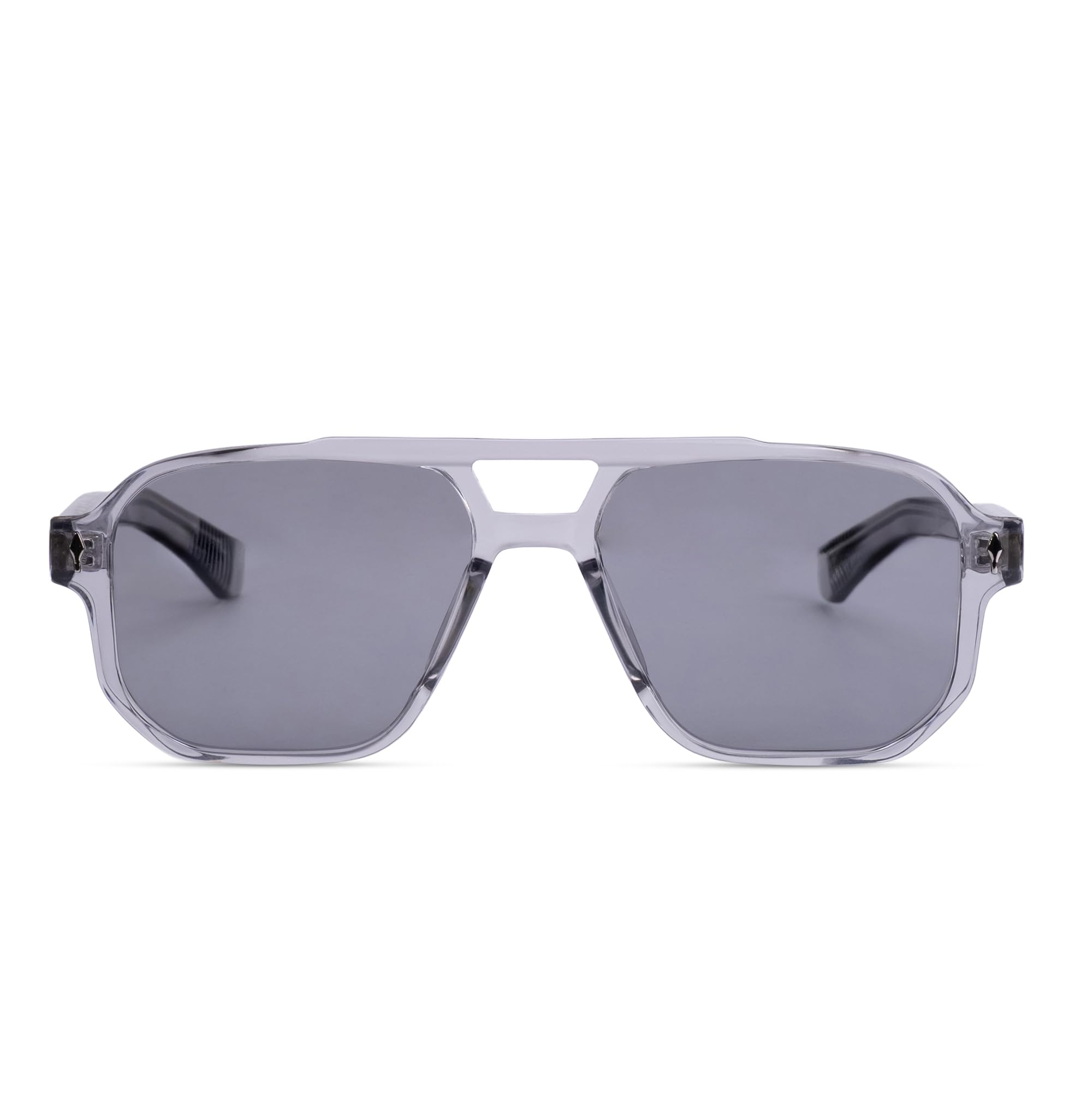 by Klen Optics Gray Transparent Square Full Rim Polarized Sunglasses for Mens - Grey UV400 Polycarbonate Lens - Stylish Sunglasses for Men - Large Frame Shades & Goggles for Men-image-5