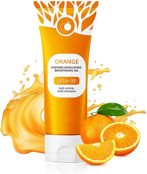 Orange Exfoliating Gel for Face & Body, Exfoliating Cleansing Gel Scrub, Orange Enzymes Exfoliatings Gels, Deep Clean Pores, Remove Blackheads & Moisturize Skin for All Types Skin (1pcs, 3.38 fl oz)
