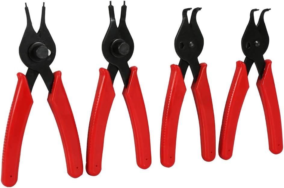 Heavy Duty Snap Ring Pliers Set for Removal Retaining Clip, 11 PCS Straight and Bent Retaining Kit, External Internal Circlip for Automotive and Engine Repair Projects