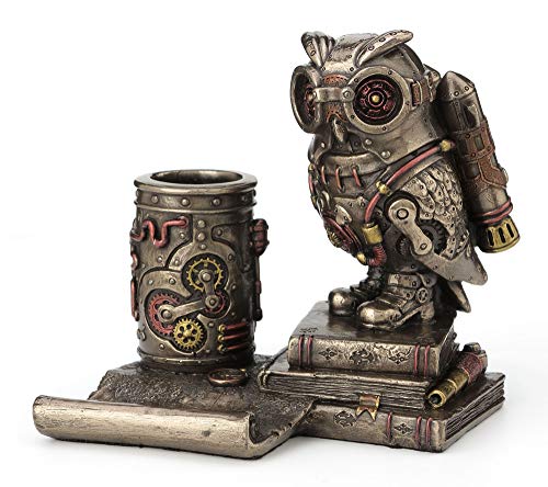 Veronese Design Steampunk Eule Stiftköcher 14 cm