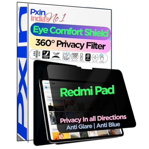 Image of PxIn Tablet Privacy Screen Guard compatible with Redmi Pad | No.1 | Anti Glare | Anti Blue Light | Anti UV | 4 Way Privacy Filter | 360 Privacy | Eye Protect
