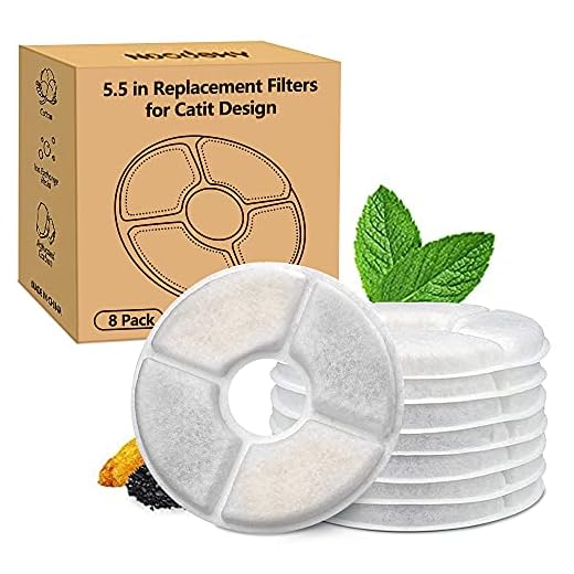 8-Pack Filters Compatible with Catit Senses Fountains and Catit Flower Fountains, Cat Water Fountain Replacement Filters, Pet Activated Carbon Filters
