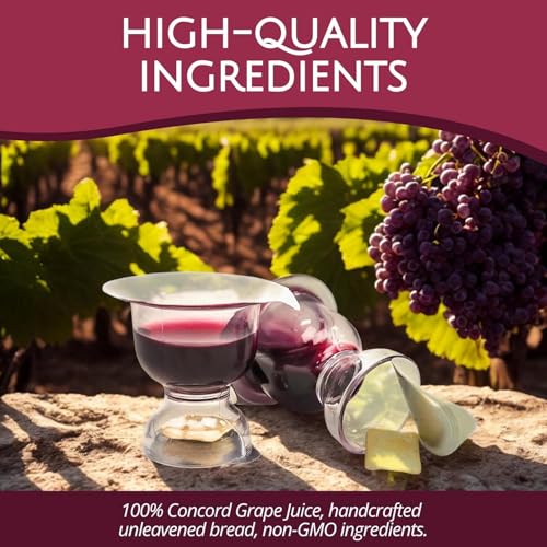 Image of TrueVine Chalice Communion Cups and Wafer Set - Prefilled Cups w /Fresh Unleavened Bread & Grape Juice - Carefully Packaged & Easy to Open Elements for your Church Services, Fits in Trays (1600 Count)