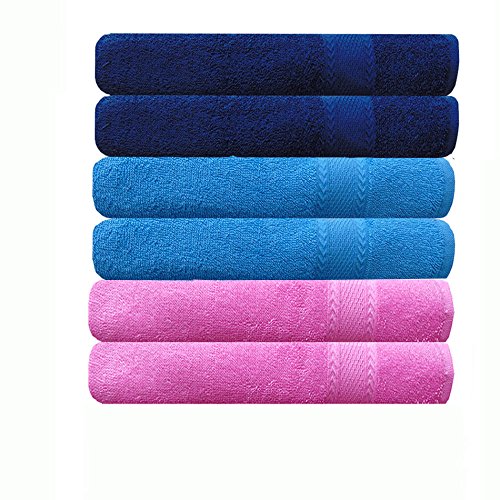 Akin Cotton Sky Blue,Pink, Blue Hand Towel Set | 6 Hand Towels (40 x 60 cm) | Bathroom Towel | Bathroom Napkin | GSM 500 | 3 Different Colors | (Pink, Sky Blue, Blue)