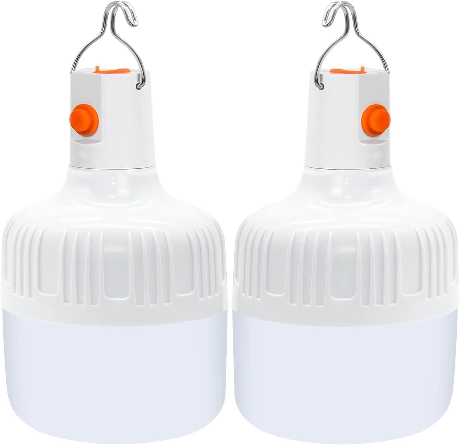 BoloShine 2 Pack Camping Lantern, 500 Lumen LED USB Rechargeable Camping Light 3 Modes Outdoor Work Light Bulb, Water Resistant Camping Lamp t for Emergency Hiking Fishing Power Cuts