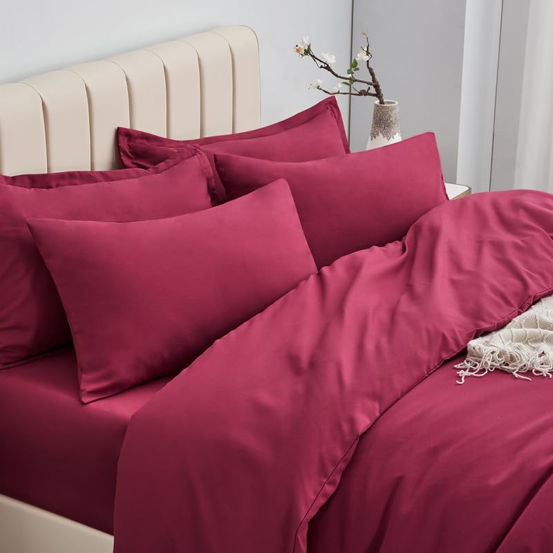 Aisbo Super King Duvet Covers Set Red - 3Pcs Superking Size Bedding Set Soft Brushed Microfiber Quilt Cover with 2 Pillowcases - Image 3