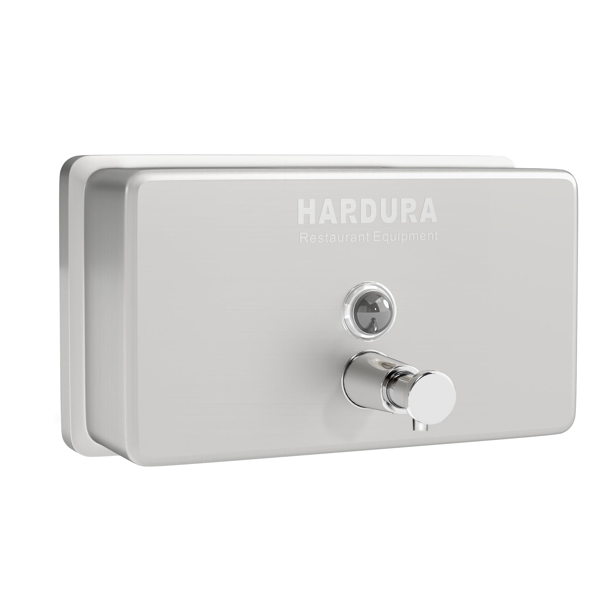 HARDURA kommerzieller Seifenspender, Wandmontage, Edelstahl, horizontaler Seifenspender, manuelle Flüssigkeitspumpe, rostfrei, auslaufsicher, für Badezimmer, 1300 ml