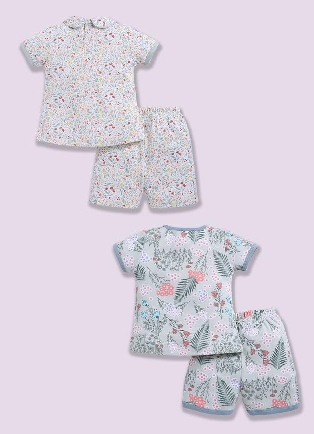 Image of BABY GO Baby Boys & Baby Girls Clothing Set | Summer Co-Ord Set for Baby | Printed 100% Cotton Half Sleeve T-Shirt & Shorts Combo | Soft Cotton Casual Wear Outfit for Infants & Toddlers Pack of 2