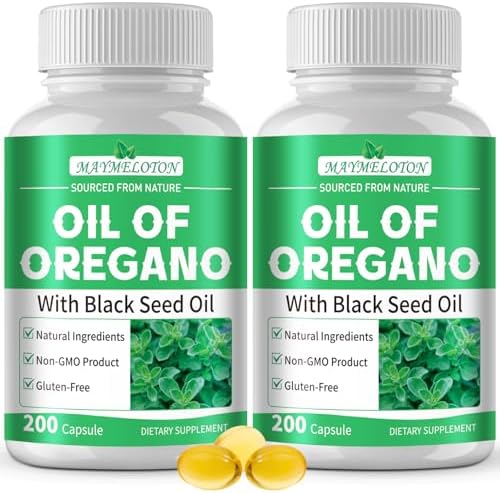 Oil of Oregano with Black Seed Oil, 400 Count, 2 in 1 Oregano Oil Capsules Organic, High Concentrated Carvacrol & Thymoquinone, Plant Based, Non-GMO, & Immune Support