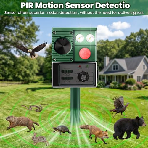 Repelente solar de animales al aire libre con sensor ultrasónico 2026 3
