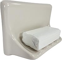 Vista 1 de Beige Bone Almond Ceramic Soap Dish Shower Tray Tile in Installation Vintage Mid Century Modern Retro