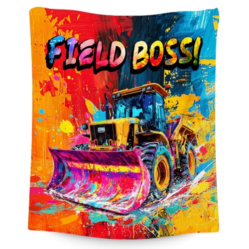 Blanket for Boys Bulldozer Blankets Gifts for Teens - 40x50 Inches Cool Cozy Fleece Throws for Office, Sofa