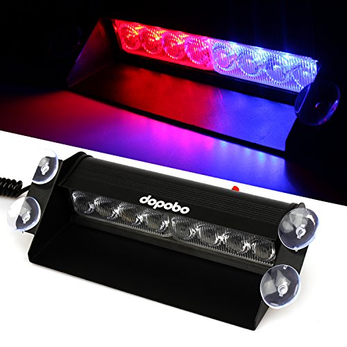 Dopobo 8 LED tablero de coches Cubierta de destello de advertencia de emergencia Strobe Light parabrisas (Rojo / Azul)