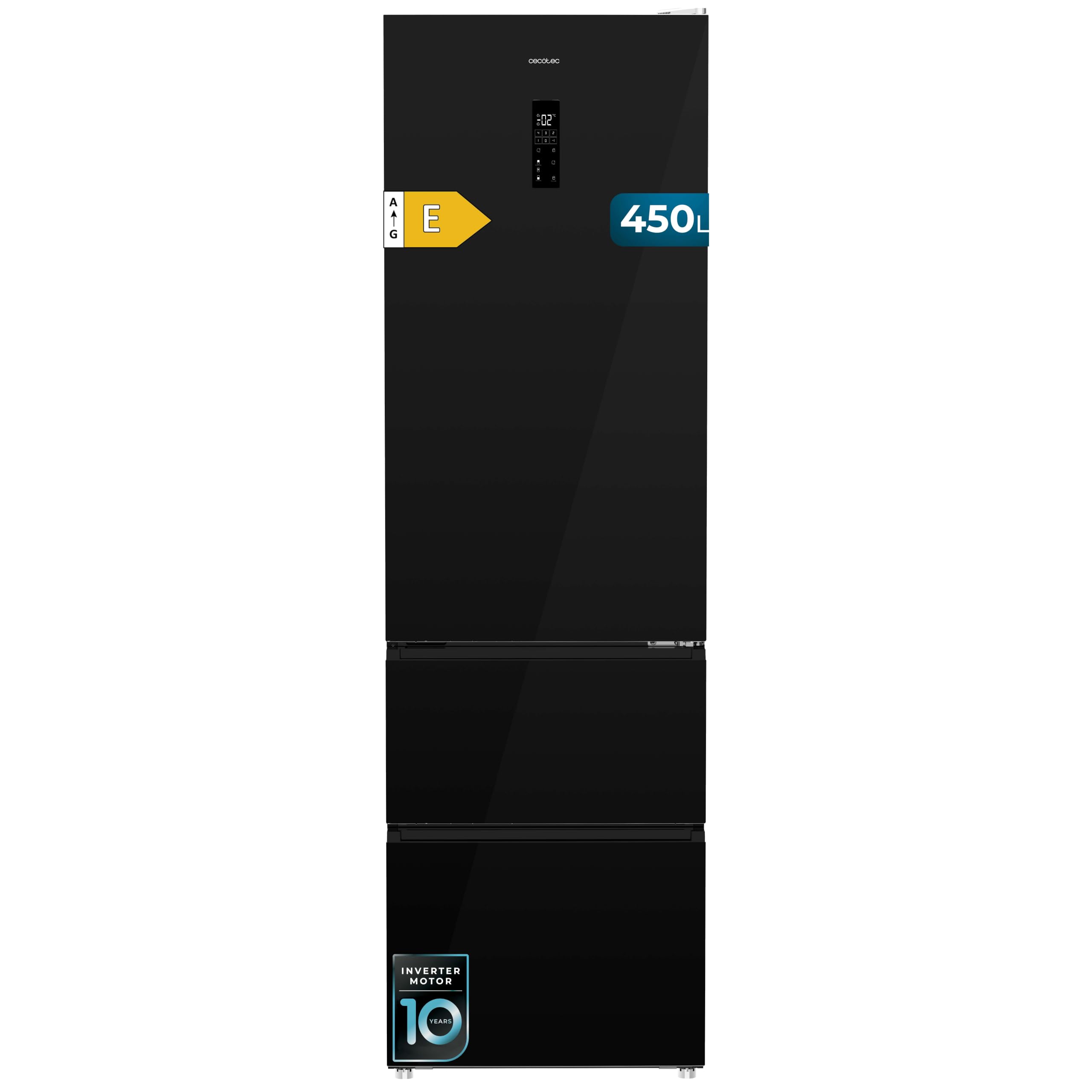 Cecotec Frigorífico Combi 450 L Bolero CoolMarket Combi FD 450 Black Glass E