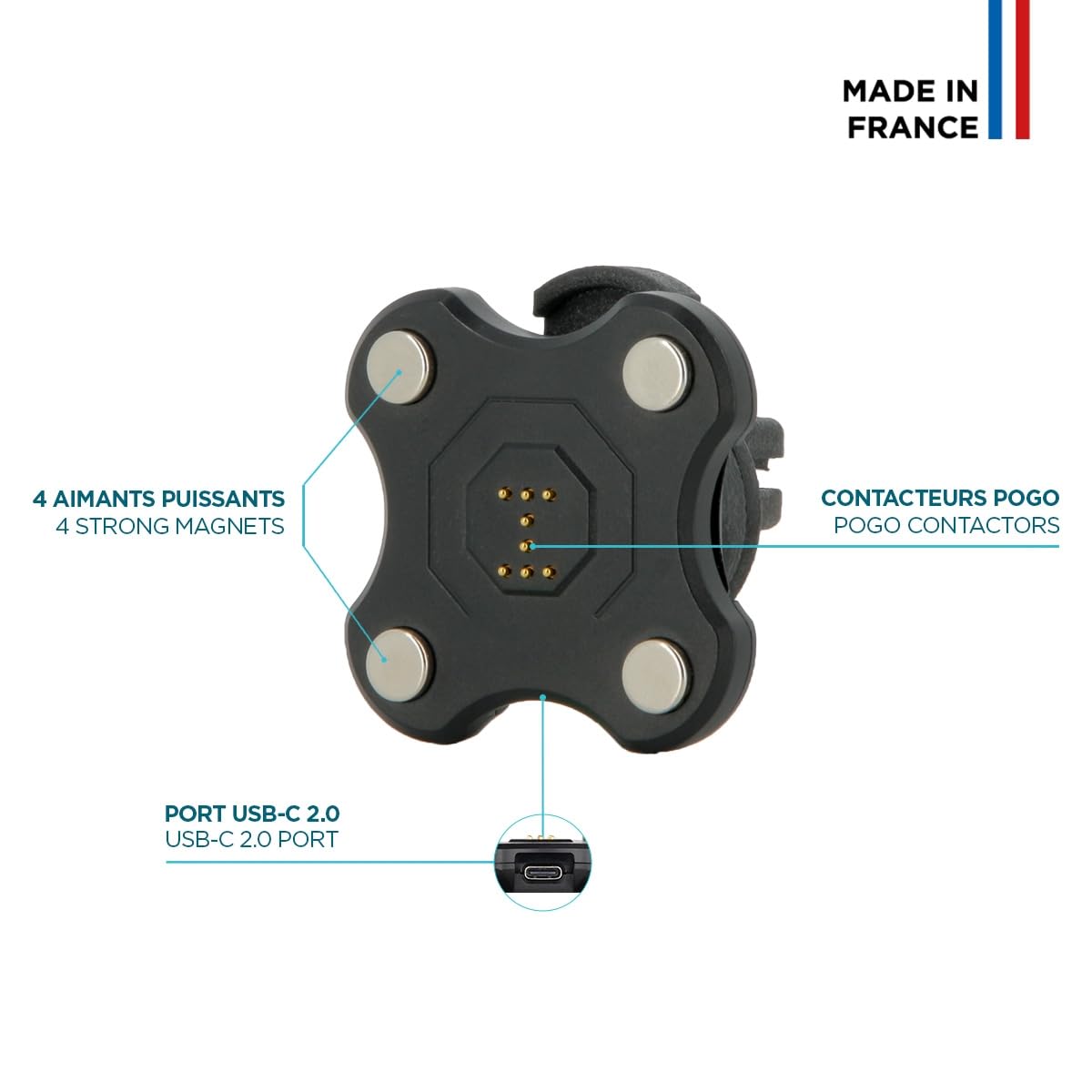 Mobilis Kit Conector/Dongle Magnético Pogo Pin + Soporte de Carga 65 W con Pinza para Coche (Rejilla de Ventilación) - Smartphone & Ordenador Móvil - Energia Mobile