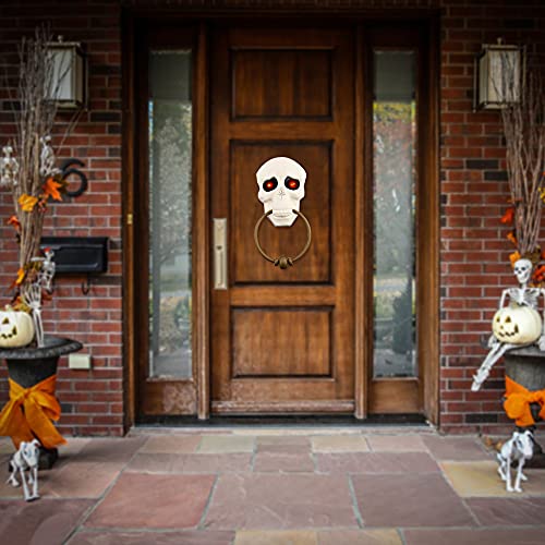 Halloween Skull Doorbell, Creepy Door Knocker Prop With Scary Sound For Haunted House Party Bar Door Decorations #TOP5