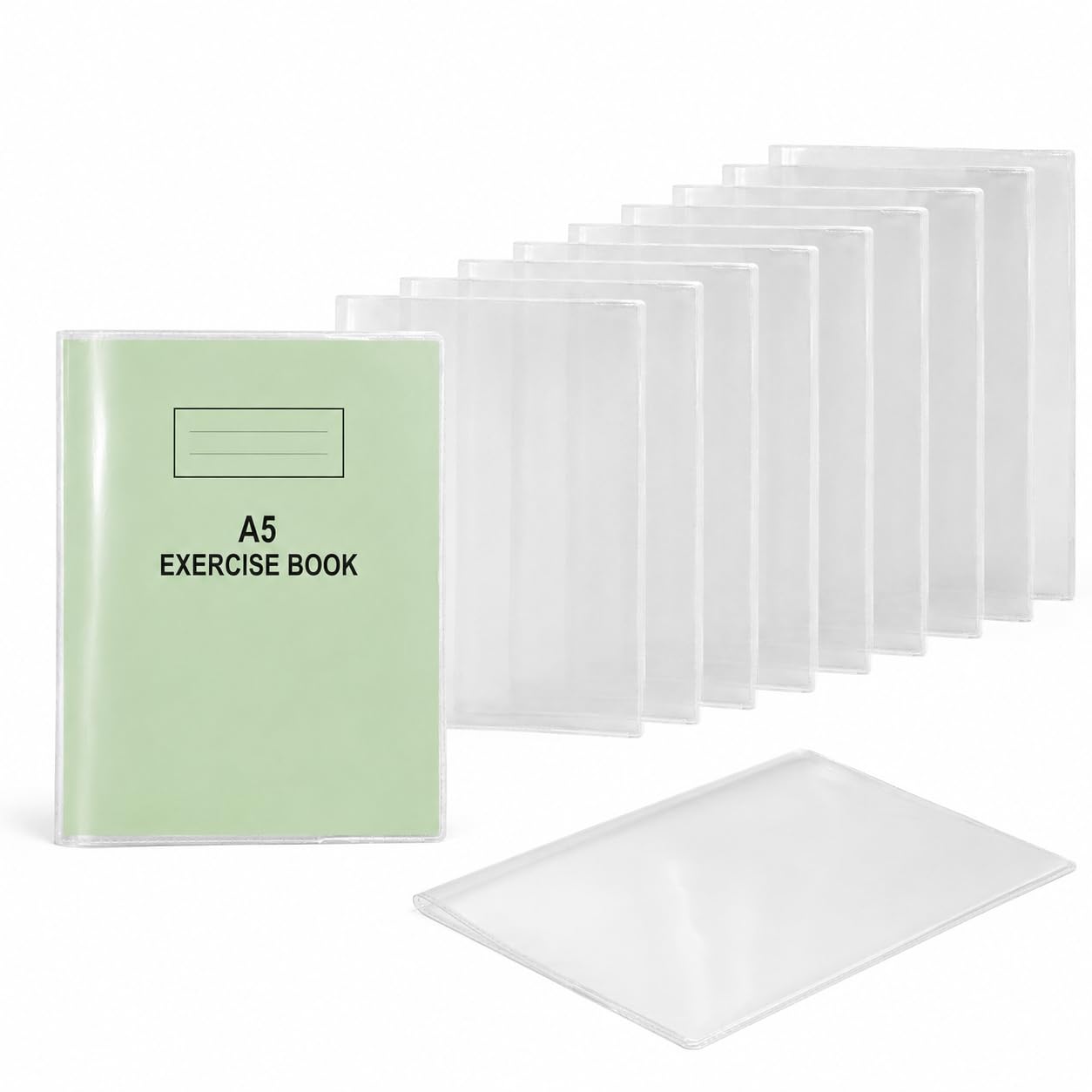 EXERZ A5 Exercise Book Covers 10 Pack Clear PVC for Notebooks
