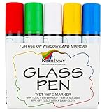 Glass Pen Window Marker: Liquid Chalk Pens for Glass, Whiteboard Markers with Washable Paint - Graduation, Car Windows, Mirror Pen, Storefront, Wedding, Parade, Party & Holiday (5 Pens - Jumbo Tip)