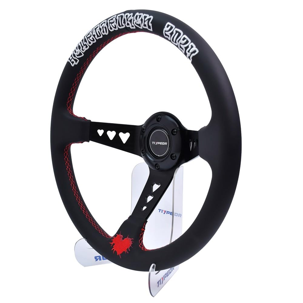 Volante da corsa universale da 13,8" (350 mm, 3 pollici) con design a calice profondo, volante per auto per rally, motorsport, simulazione di guida, barche, in pelle microfibra