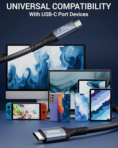 Image of FEDUS 2M USB 4 Cable Thunderbolt 4 Cable 40Gbps 240W [8K@60Hz 4K@144Hz] 100W PD 3.1 Fast Charging Type C Cable USB C to USB C Display Cable Compatible with iPhone 15 Pro, MacBook, eGPU, SSD