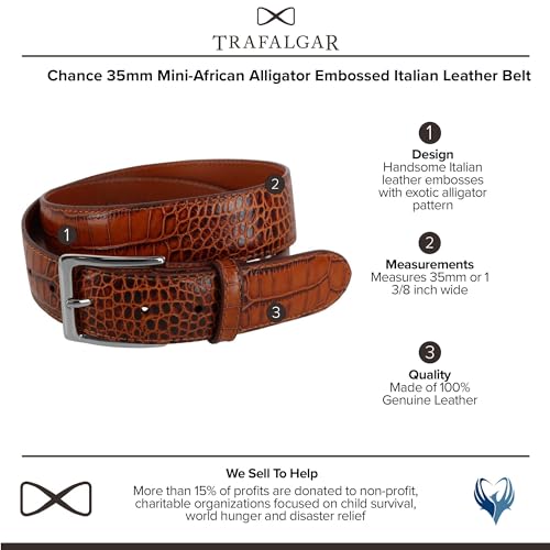 Trafalgar Men's Chance 35mm Mock Mini-African Alligator Embossed Italian Leather Belt2