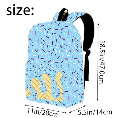 Cute Ice Cream Backpack – Large Capacity Lightweight Daypack with Side Pockets for Women & Men, Travel, Hiking, Camping (Green)4