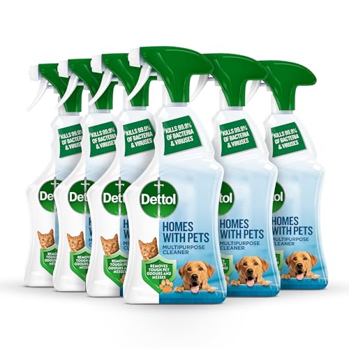 Dettol Homes With Pets Anibacterial Spray, Fresh Breeze, Multipack Of 6 X 750ml, Total 4.5L, Cat Urine Odour Remover, Dog Spray, Pet Odour Eliminator, Pet Stain And Odour Remover, Antibacterial