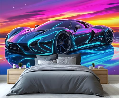 FELIAOQ - Supercar Wallpaper, Sci-Fi Sports Car Mural, Cool Neon