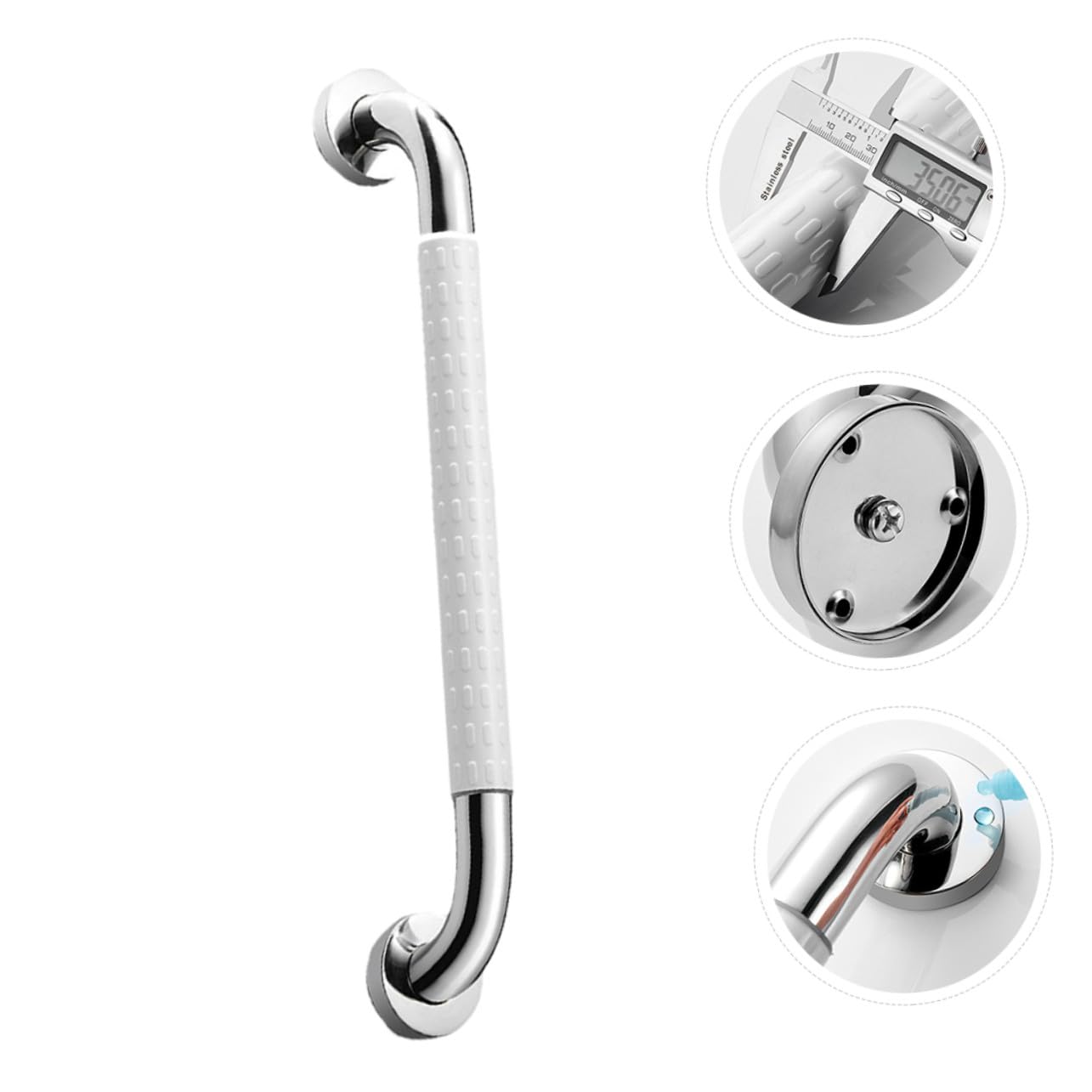 Barra de Seguridad para Baño Antideslizante de Acero Inoxidable con Anillo Luminoso Asidero Ergonómico y Resistente para Mayores y Ducha