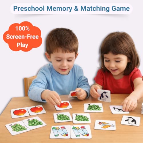 Image of Creative's Match N Learn Matching Game for Kids Age 3+ | Memory & Observation Card Game | Preschool Educational Learning Toy | 62 Picture Matching Cards