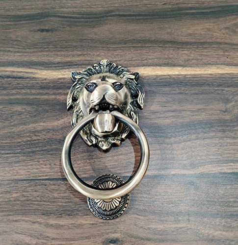 Handmade Angry Lion Face Door Knocker Authentic Brass Copper Antique Front Door Knocker Bell Wall Hanging Home Office Decoration #TOP1