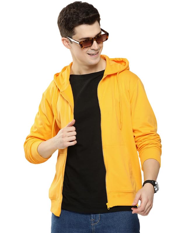 Image of LAZYCHUNKS Regular Fit Men's Solid Fleece Hoodie | Warm Hooded Sweatshirt for Men with Pocket | Casual Winter Wear | Full Sleeve Comfortable Hoodie