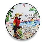 Its Five O Clock Somewhere Tropical Parrot Wall Clock 15 in.
