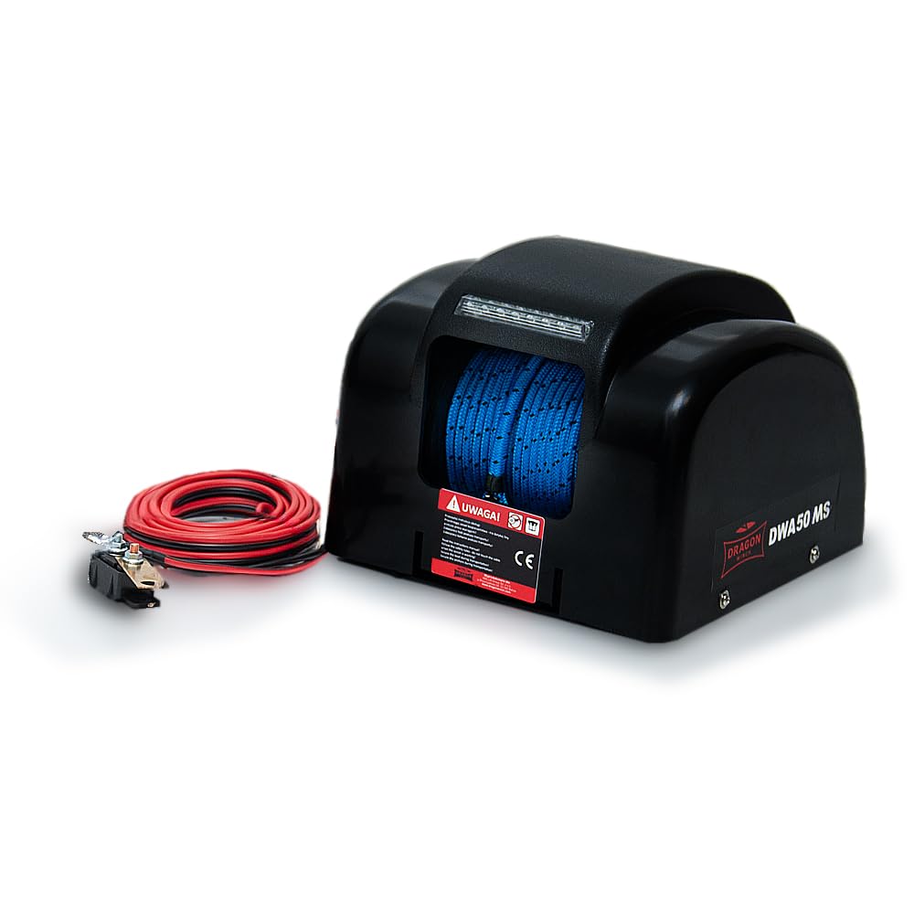 DRAGON WINCH Salpa Ancore Elettrico 12V 50 lbs (22 kg) – Verricello 150W con Corda Sintetica 30,5 m e Telecomando Senza Fili – per Barche da Pesca, Gommoni – Kit Completo Acqua Salata