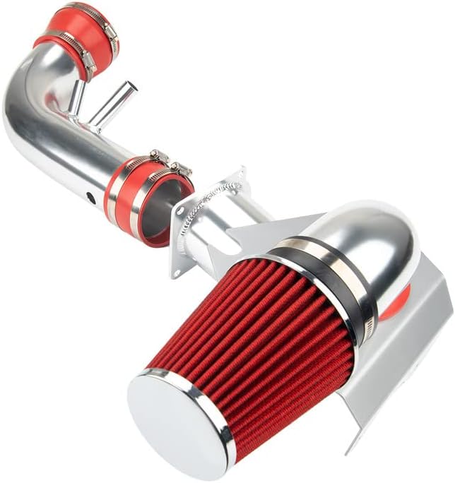 KAC Air Intake Kit, 3" & 3.5" Cold Air Intake System Kits + Filter Aluminum Compatible with 1996-2004 Mustang GT Model with 4.6L V8 (Red)