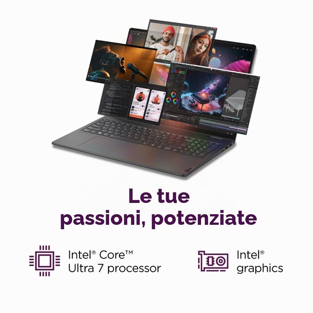 Lenovo 2024 Yoga 7i 2-in-1 AI Laptop, 16" WUXGA Touch, Intel 12-Core Ultra 7 155U (Beat i7-1355U), 16GB LPDDR5X RAM, 1TB SSD, retroilluminato, FP, FHD IR Webcam, AI Copilot, Win11 PRO, W/Portable SSD