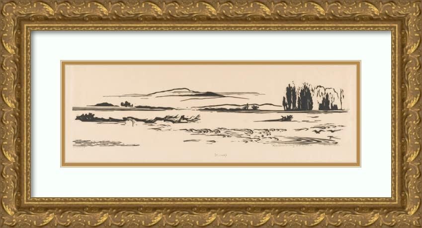ArtDirect Johannes Frederik Engelbert ten Klooster 18x9 Gold Ornate Frame and Double Matted Museum Art Print Titled Estuary N. N. Guinea