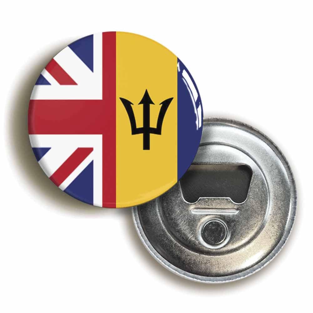 Ozorath Barbados United Kingdom Split Flag Bottle Opener Fridge Magnet