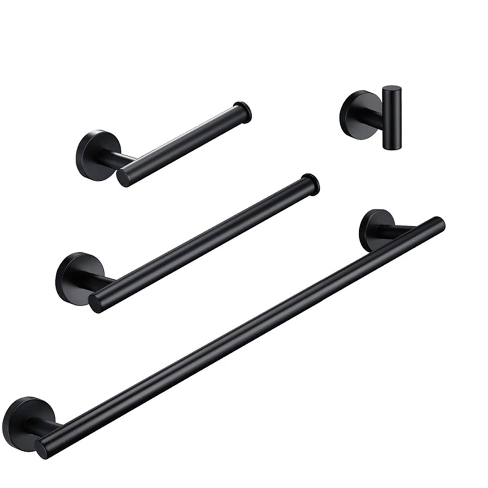 Set di accessori da bagno nero opaco, kit di ferramenta in acciaio inox con ripiani, porta carta igienica, gancio per accappatoio e portasciugamani per una decorazione elegante della casa