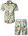 JOGAL Chemise hawaïenne à manches courtes et boutons pour homme Motif flamant rose, vert, Taille M