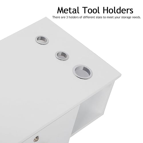 Miniatura 6 de Estación de peluquería de montaje en pared con 2 cajones de bloqueo y 3 agujeros, equipos de spa de belleza, estaciones de pelo para estilista,