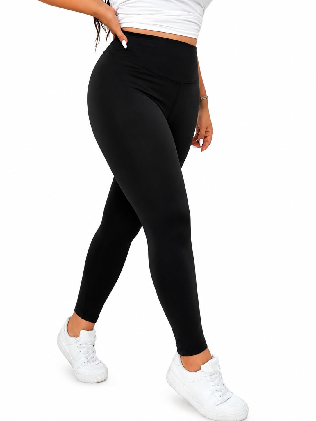 Women's Black Ankle-Length Leggings-picture-17
