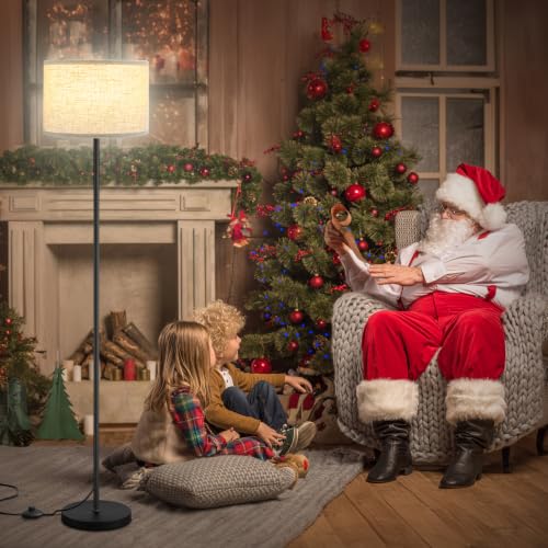 Image of Ambimall 60'' Modern Floor Lamp with Shade, Tall Lamps for Living Room, Bedroom, Office, Dining Room, Beige Shade with Black Pole(Without Bulb)