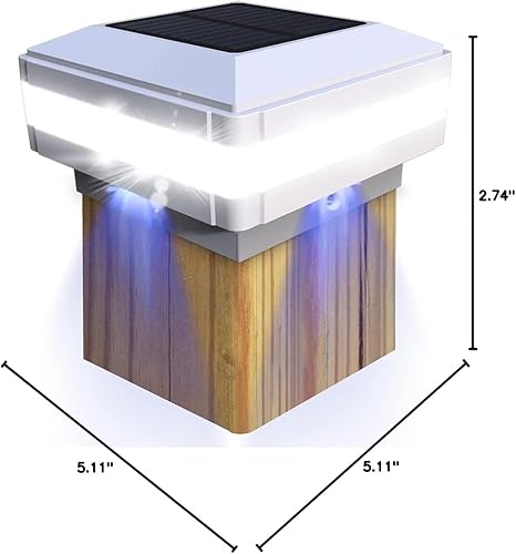 Miniatura 10 de Sumaote Luz solar para poste de entrada, 52 LED de 160 lúmenes, luces solares para postes de madera de 4 x 4, 5 x 5, 6 x 6, luces de valla,