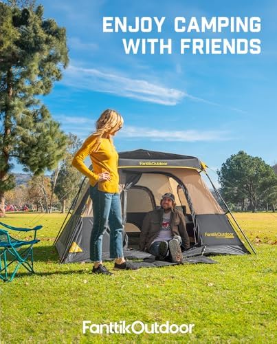 FanttikOutdoor Zeta C4 Pro Camping Tent 4 Person Instant Cabin Tent Setup in 60 Seconds with Rainfly & Windproof Portable with Carry Bag for Family Camping & Hiking, Khaki 8