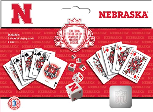Image of MasterPieces Game Day - NCAA Nebraska Cornhuskers 2-Pack Playing Cards & Dice Pack - Officially Licensed Set for Adults and Family